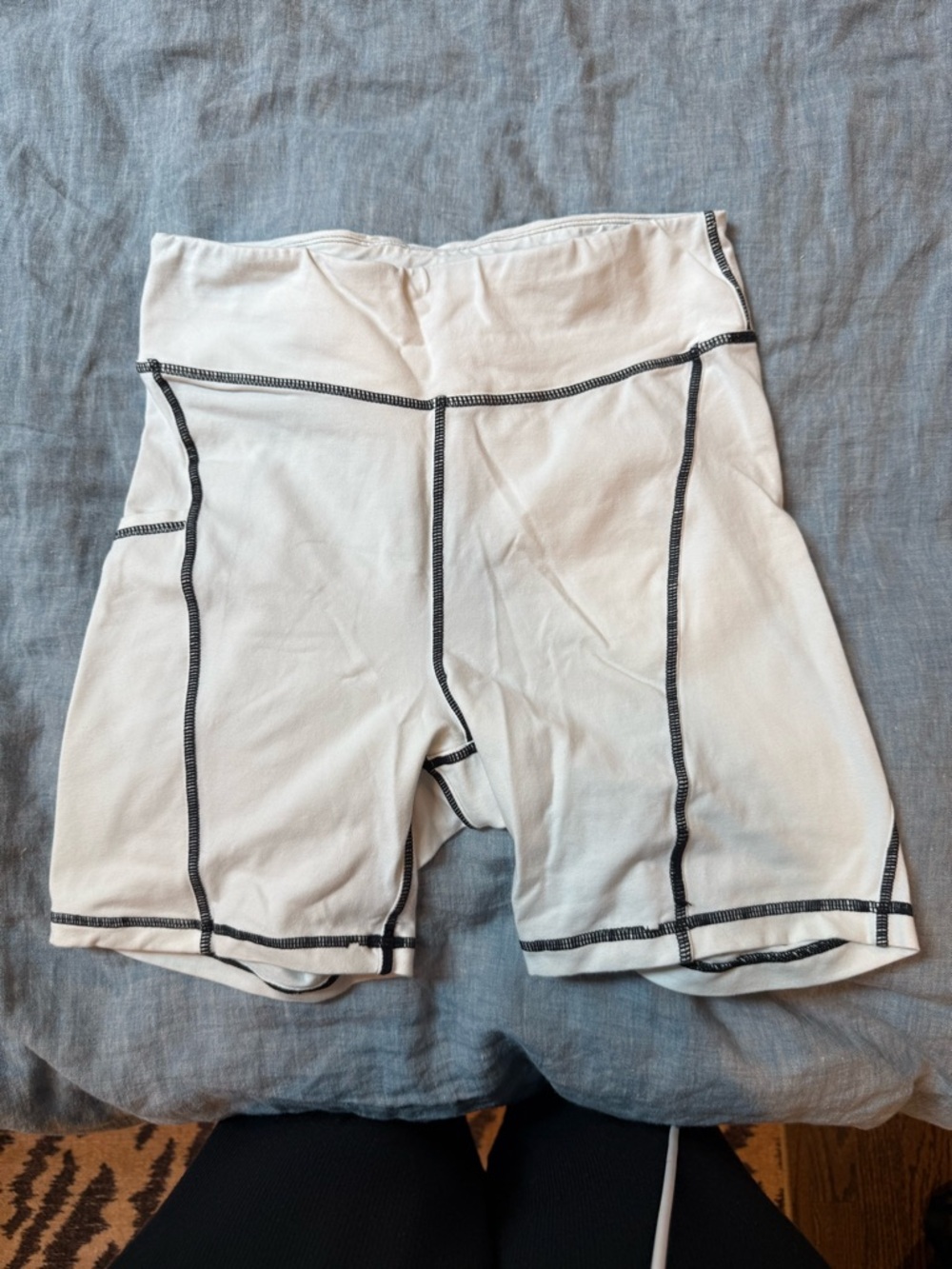 FP Movement by Free People White Bike Shorts with Black Contrast Stitching